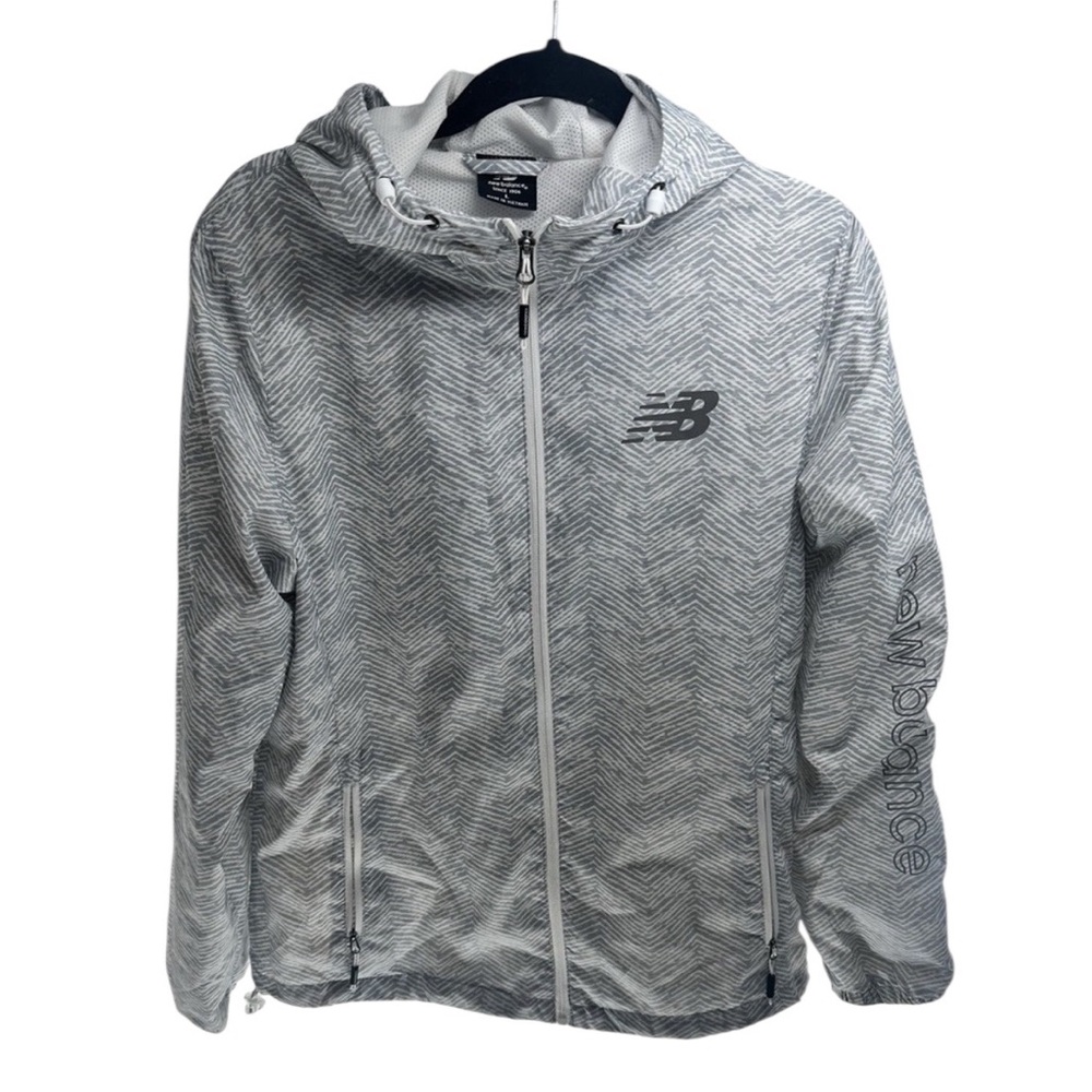 New Balance Women's Sunset Windbreaker Jacket‎ Sz large Gray Ombré Hoodie